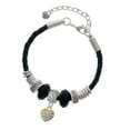 thumbnail image 1 of Delight Jewelry Goldtone Clear AB Crystal Heart Coach Celtic Knot Leather Bead Bracelet, 7"+2" Extender, 1 of 4