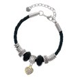 thumbnail image 1 of Delight Jewelry Goldtone Clear AB Crystal Heart Mom Celtic Knot Leather Bead Bracelet, 7"+2" Extender, 1 of 4