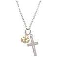 thumbnail image 1 of Delight Jewelry Goldtone Clear Crystal Anchor I Have Plans for You Engraved Cross Zoey Necklace, 28", 1 of 4