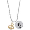 thumbnail image 1 of Delight Jewelry Goldtone Clear Crystal Anchor Silvertone Script Initial Disc - G - Charm Necklace, 20"+3", 1 of 4