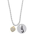 thumbnail image 1 of Delight Jewelry Goldtone Clear Crystal Heart Silvertone Script Initial Disc - J - Charm Necklace, 20"+3", 1 of 4
