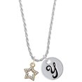 thumbnail image 1 of Delight Jewelry Goldtone Clear Crystal Lucky Star Silvertone Script Initial Disc - Y - Charm Necklace, 20"+3", 1 of 4