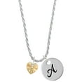 thumbnail image 1 of Delight Jewelry Goldtone Crystal Heart Silvertone Script Initial Disc - A - Charm Necklace, 20"+3", 1 of 4