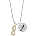thumbnail image 1 of Delight Jewelry Goldtone Crystal Infinity Sign Silvertone Script Initial Disc - M - Charm Necklace, 20"+3", 1 of 4