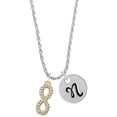 thumbnail image 1 of Delight Jewelry Goldtone Crystal Infinity Sign Silvertone Script Initial Disc - N - Charm Necklace, 20"+3", 1 of 4