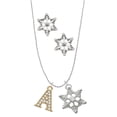 thumbnail image 1 of Delight Jewelry Goldtone Crystal Initial - A - Silver tone Snowflake Charm Necklace and Stud Earrings, 1 of 4