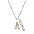thumbnail image 1 of Delight Jewelry Goldtone Crystal Initial - A - Silvertone Guardian Angel Bar Charm Necklace, 23", 1 of 4