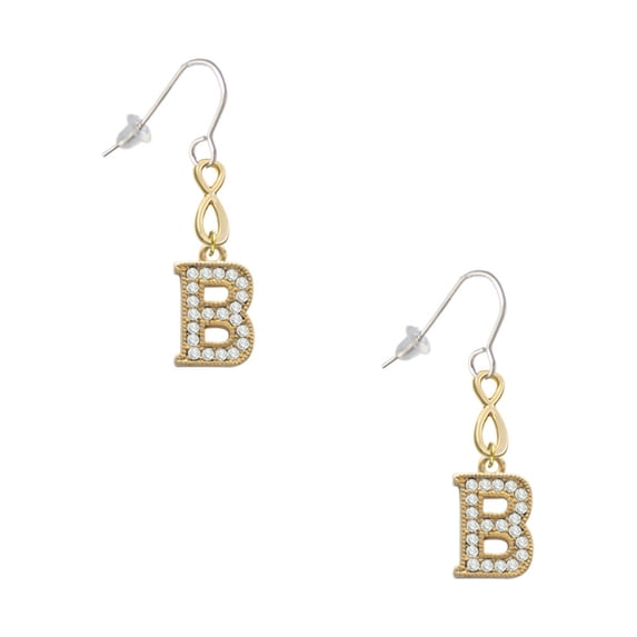 Delight Jewelry Goldtone Crystal Initial - B - Gold Tone Infinity French Earrings