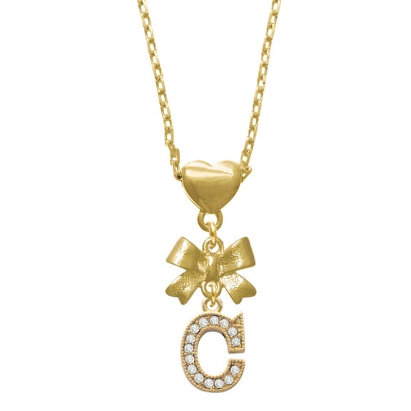 Delight Jewelry Goldtone Crystal Initial - C - Gold tone Heart Necklace