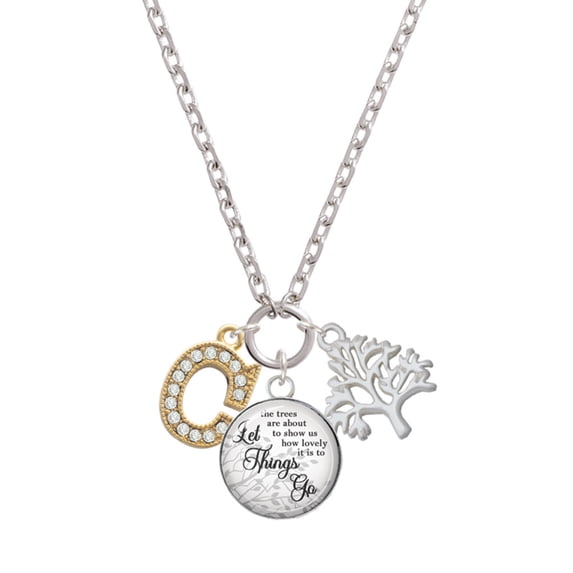 Delight Jewelry Goldtone Crystal Initial - C - Let Things Go Fall Zoey Charm Necklace, 28"