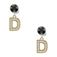 thumbnail image 1 of Delight Jewelry Goldtone Crystal Initial - D - Black Crystal Clip on Earrings, 1 of 5