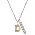 thumbnail image 1 of Delight Jewelry Goldtone Crystal Initial - D - Silvertone Mother Daughter Bar Charm Necklace, 23", 1 of 4
