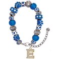 thumbnail image 1 of Delight Jewelry Goldtone Crystal Initial - E - Blue Paw Print Bead Bracelet, 7"+2", 1 of 4