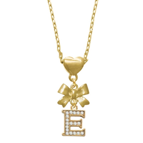 Delight Jewelry Goldtone Crystal Initial - E - Gold tone Heart Necklace