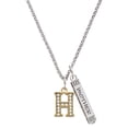thumbnail image 1 of Delight Jewelry Goldtone Crystal Initial - H - Silvertone Mother Daughter Bar Charm Necklace, 23", 1 of 4