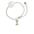 thumbnail image 1 of Delight Jewelry Goldtone Crystal Initial - I - Silver-tone Flower Link Chain Bracelet, 6.75"+2" Extender, 1 of 3