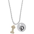thumbnail image 1 of Delight Jewelry Goldtone Crystal Initial - I - Silvertone Script Initial Disc - D - Charm Necklace, 20"+3", 1 of 4