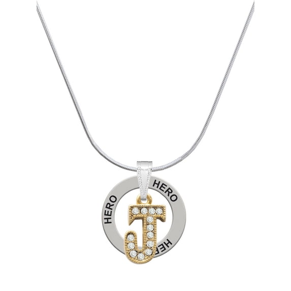 Delight Jewelry Goldtone Crystal Initial - J - Hero Ring Charm Necklace, 18"