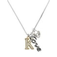 thumbnail image 1 of Delight Jewelry Goldtone Crystal Initial - K - - Love and Lock Charm Necklace, 18"+1", 1 of 4