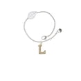 thumbnail image 1 of Delight Jewelry Goldtone Crystal Initial - L - - Silvertone Leaf Delicate Bracelet, 6.25+1.75", 1 of 4