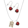 thumbnail image 1 of Delight Jewelry Goldtone Crystal Initial - N - Red Lucky Ladybug Necklace and Dangle Earrings Set, 1 of 6