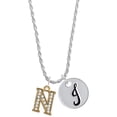 thumbnail image 1 of Delight Jewelry Goldtone Crystal Initial - N - Silvertone Script Initial Disc - J - Charm Necklace, 20"+3", 1 of 4