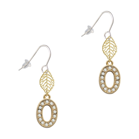 Delight Jewelry Goldtone Crystal Initial - O - Goldtone Leaf French Earrings