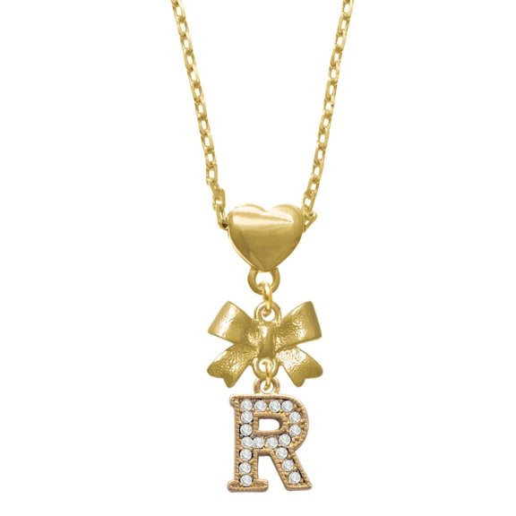 Delight Jewelry Goldtone Crystal Initial - R - Gold tone Heart Necklace