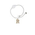 thumbnail image 1 of Delight Jewelry Goldtone Crystal Initial - R - - Silvertone Leaf Delicate Bracelet, 6.25+1.75", 1 of 3