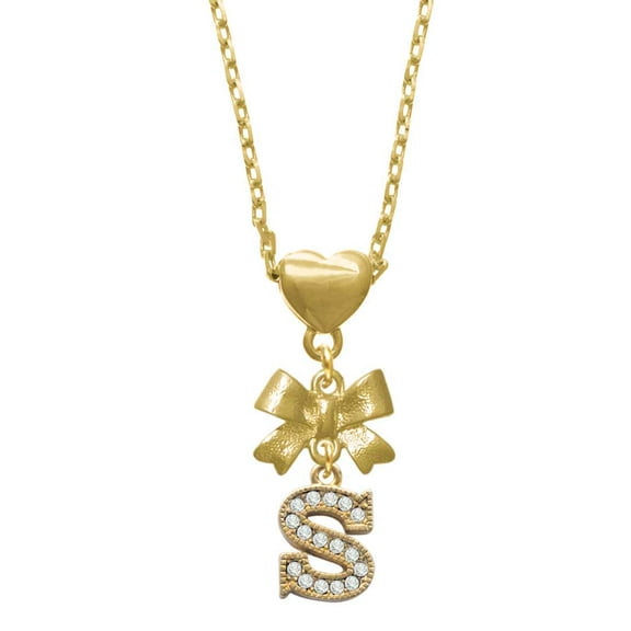 Delight Jewelry Goldtone Crystal Initial - S - Gold tone Heart Necklace