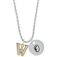 thumbnail image 1 of Delight Jewelry Goldtone Crystal Initial - W - Silvertone Script Initial Disc - O - Charm Necklace, 20"+3", 1 of 4