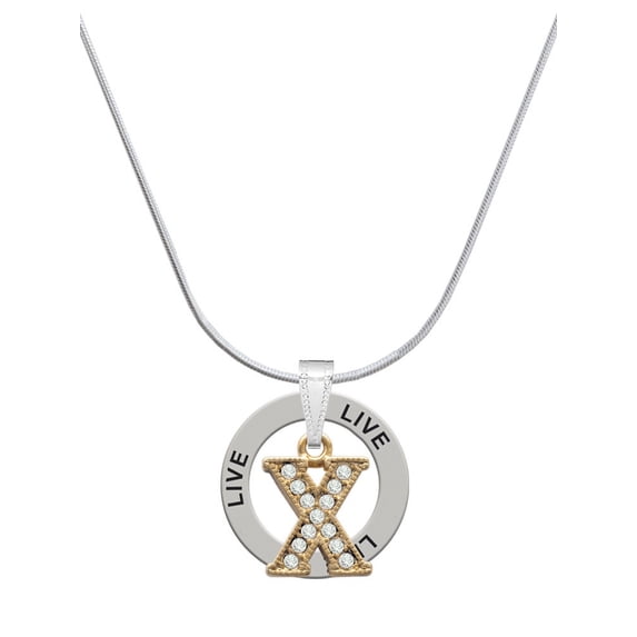 Delight Jewelry Goldtone Crystal Initial - X - Live Ring Charm Necklace, 18"