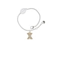 thumbnail image 1 of Delight Jewelry Goldtone Crystal Initial - X - - Silvertone Leaf Delicate Bracelet, 6.25+1.75", 1 of 4