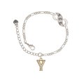 thumbnail image 1 of Delight Jewelry Goldtone Crystal Initial - Y - Silver-tone Paw Infinity Link Chain Bracelet, 6"+2" Extender, 1 of 3