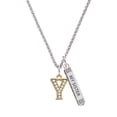 thumbnail image 1 of Delight Jewelry Goldtone Crystal Initial - Y - Silvertone Always My Sister Bar Charm Necklace, 23", 1 of 4