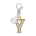 thumbnail image 1 of Delight Jewelry Goldtone Crystal Initial - Y - - Silvertone Clip on Charm with Clear Crystal Drop, 1 of 4