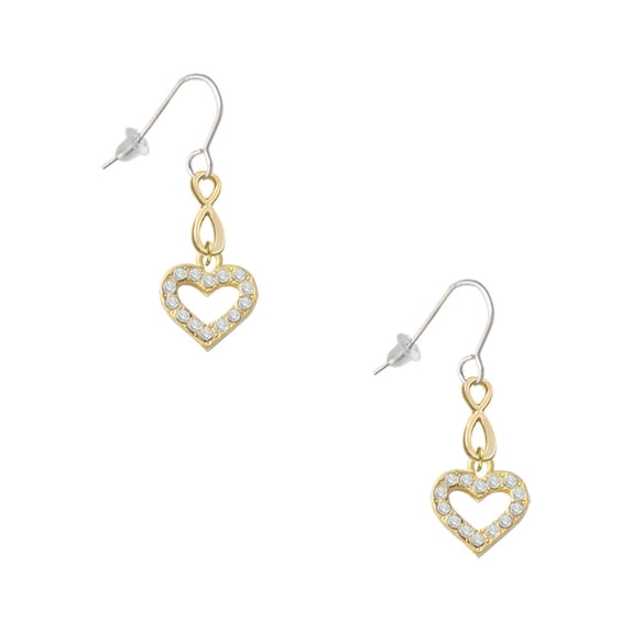Delight Jewelry Goldtone Crystal Open Heart Gold Tone Infinity French Earrings