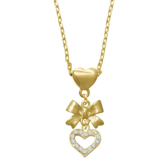 Delight Jewelry Goldtone Crystal Open Heart Gold tone Heart Necklace