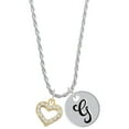 thumbnail image 1 of Delight Jewelry Goldtone Crystal Open Heart Silvertone Script Initial Disc - G - Charm Necklace, 20"+3", 1 of 4