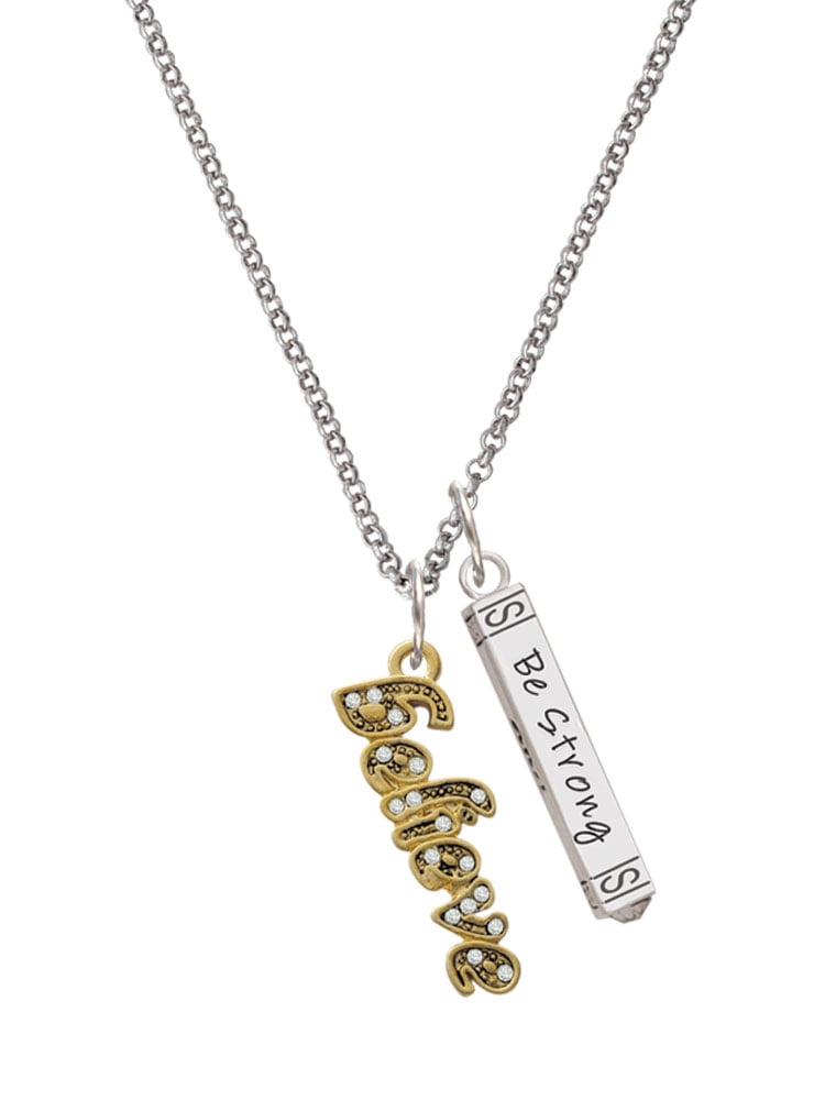 Delight Jewelry Goldtone Crystal Script ''Believe'' Silvertone Be ...