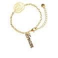 thumbnail image 1 of Delight Jewelry Goldtone Crystal Script ''Dream'' Gold-tone Flower Link Chain Bracelet, 6.75"+2" Extender, 1 of 4