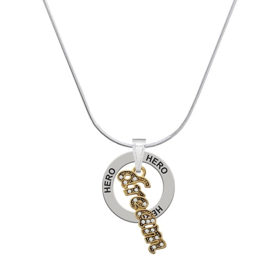 Delight Jewelry Goldtone Crystal Script ''Dream'' Hero Ring Charm Necklace, 18"