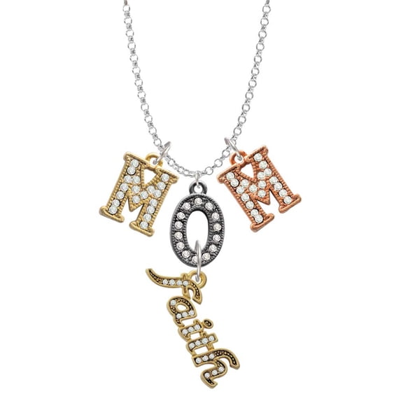 Delight Jewelry Goldtone Crystal Script ''Faith'' Multi-Colored Crystal Mom Charm Necklace