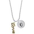 thumbnail image 1 of Delight Jewelry Goldtone Crystal Script ''Love'' Silvertone Script Initial Disc - O - Charm Necklace, 20"+3", 1 of 4
