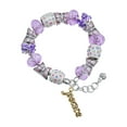 thumbnail image 1 of Delight Jewelry Goldtone Crystal Script ''Peace'' Purple Butterfly Bead Charm Bracelet, 7"+1" Extender, 1 of 5