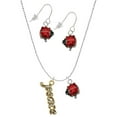 thumbnail image 1 of Delight Jewelry Goldtone Crystal Script ''Peace'' Red Lucky Ladybug Necklace and Dangle Earrings Set, 1 of 6