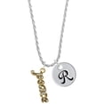 thumbnail image 1 of Delight Jewelry Goldtone Crystal Script ''Peace'' Silvertone Script Initial Disc - R - Charm Necklace, 20"+3", 1 of 4