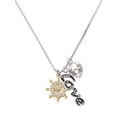 thumbnail image 1 of Delight Jewelry Goldtone Crystal Ship Wheel - Direction - Love and Lock Charm Necklace, 18"+1", 1 of 4