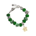 thumbnail image 1 of Delight Jewelry Goldtone Cutout Sea Turtle - Green Irish Luck Bead Charm Bracelet, 7.5", 1 of 4