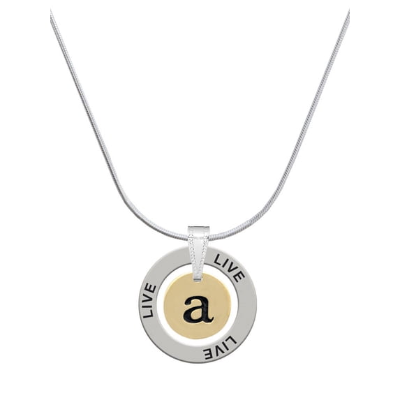 Delight Jewelry Goldtone Disc 1/2'' Initial - a - Live Ring Charm Necklace, 18"